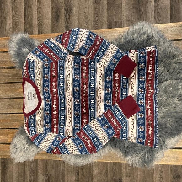 Harry potter blue maroon winter printed pajama set medium - Picture 2 of 10